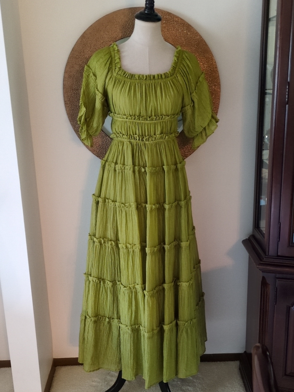 Fashion Nova Gorgeous Green Multi Tierd Dress